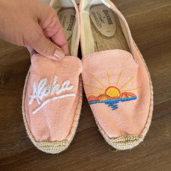 Anthropologie Soludos X Lockhart Embroidered aloha sun espadrille platform 8.5 - Picture 3 of 9